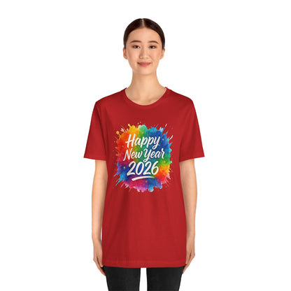 Watercolor Splash Happy New Year 2026 T-Shir