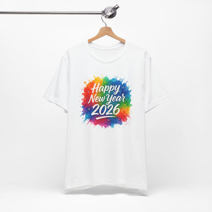 Watercolor Splash Happy New Year 2026 T-Shir