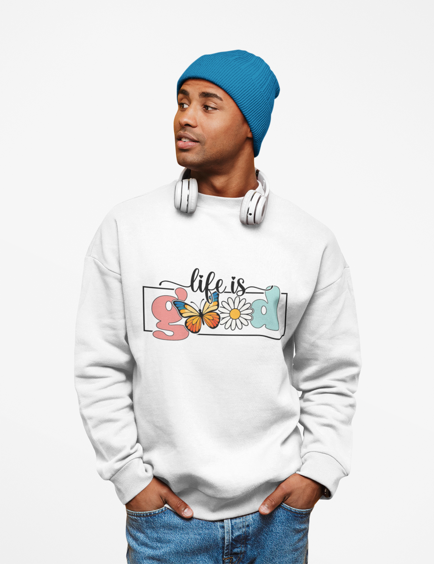 Life is Good Butterfly Fleece Crewneck Sweatshirt