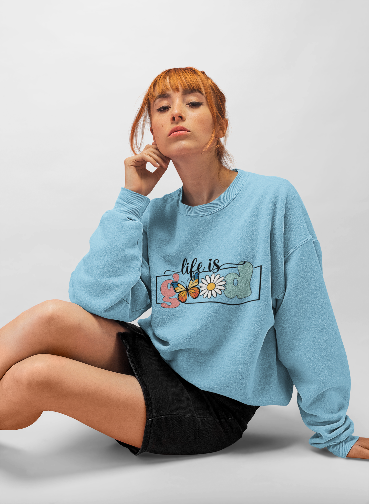 Life is Good Butterfly Fleece Crewneck Sweatshirt