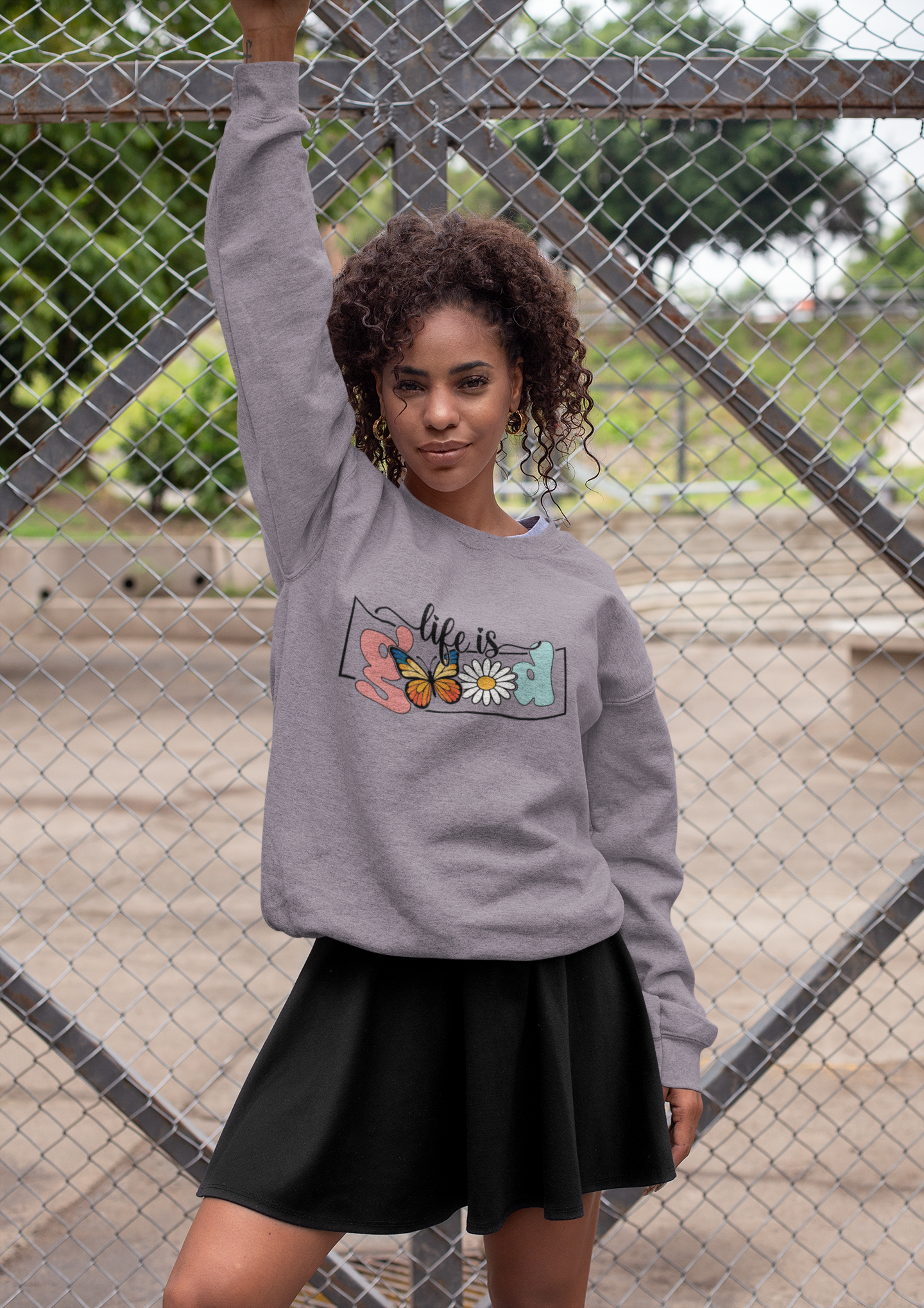 Life is Good Butterfly Fleece Crewneck Sweatshirt