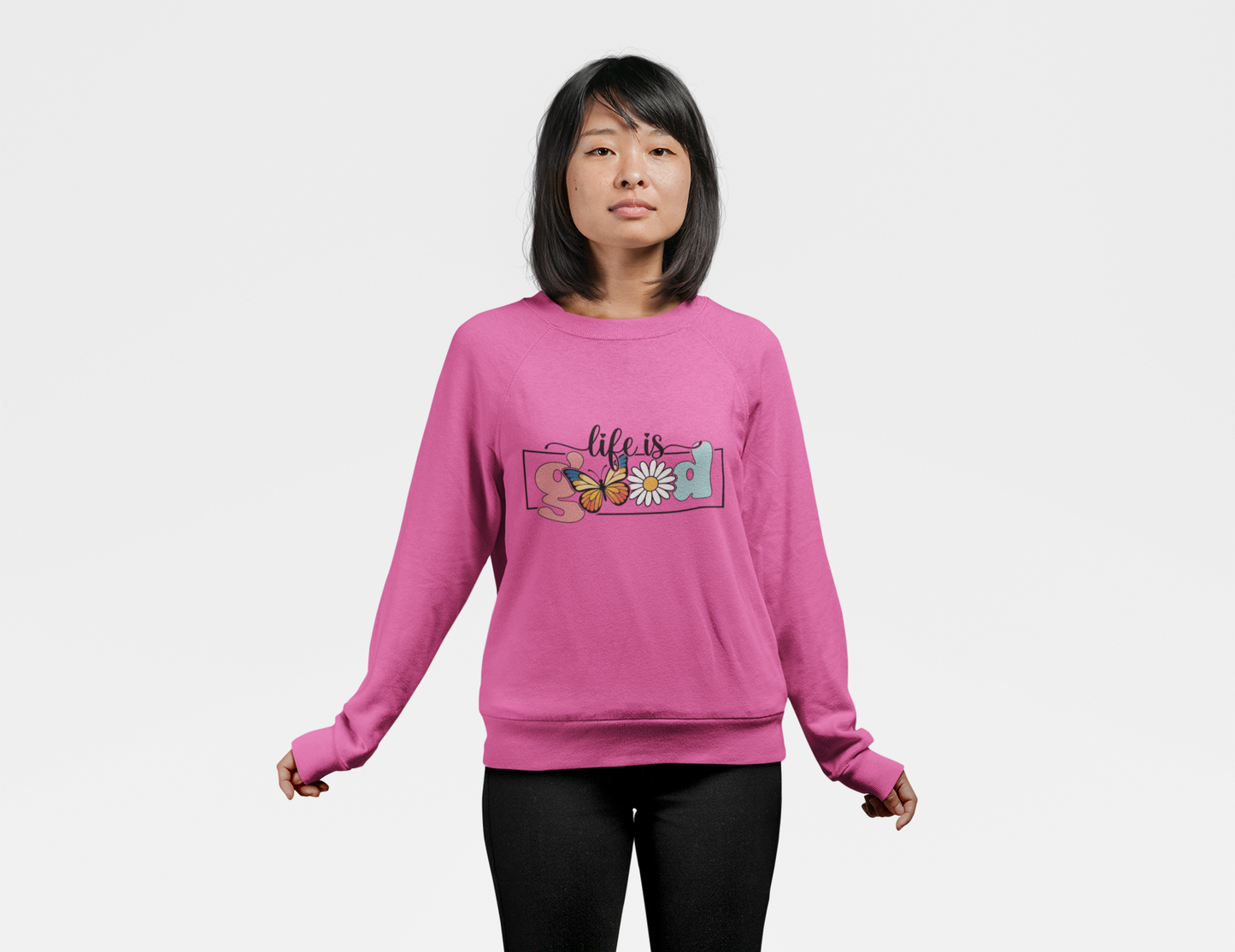 Life is Good Butterfly Fleece Crewneck Sweatshirt