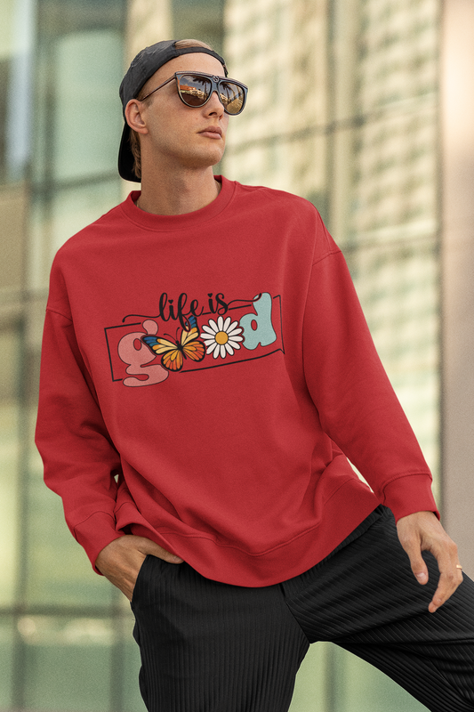 Life is Good Butterfly Fleece Crewneck Sweatshirt