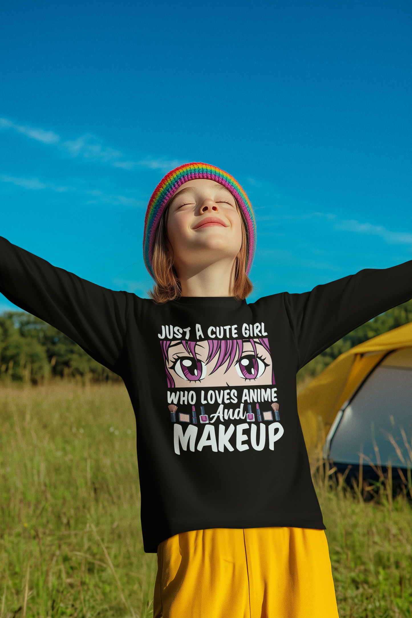 Girl Who Loves Anime  and Makeup Long Sleeve Tee — "Just a Cute "