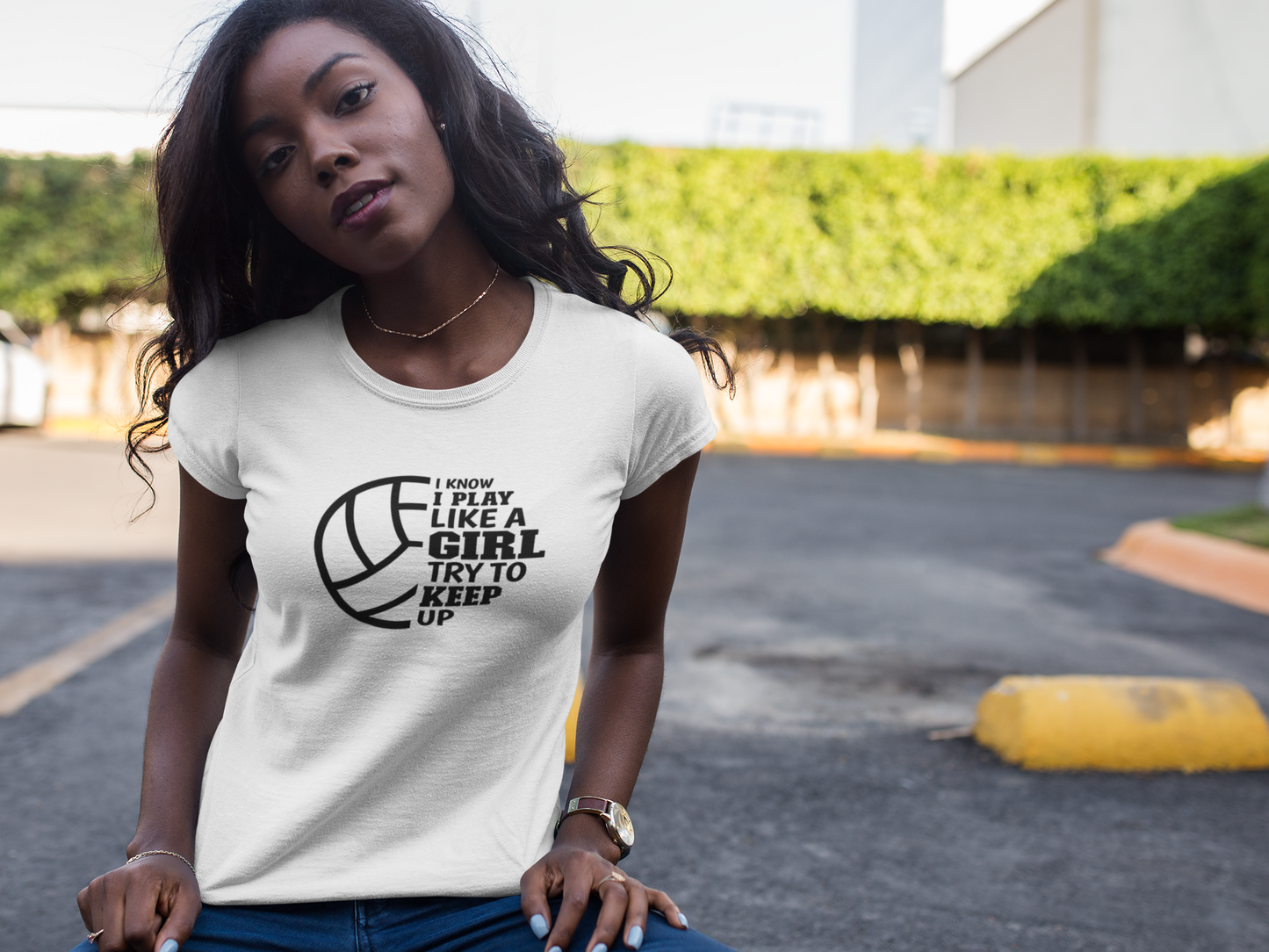 Play Like a Girl Keep Up Volleyball Tee