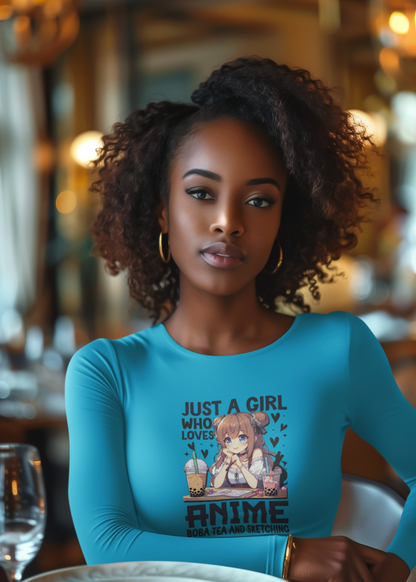 Girl who Loved Anime, Bobo Tea & Sketching Long Sleeve Tee