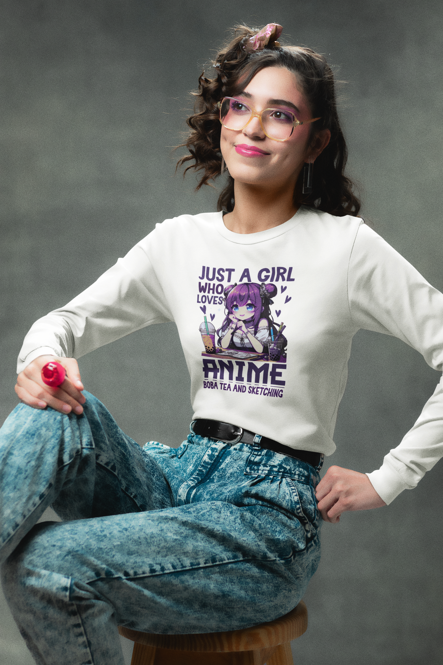 Girl who Loved Anime, Bobo Tea & Sketching Long Sleeve Tee