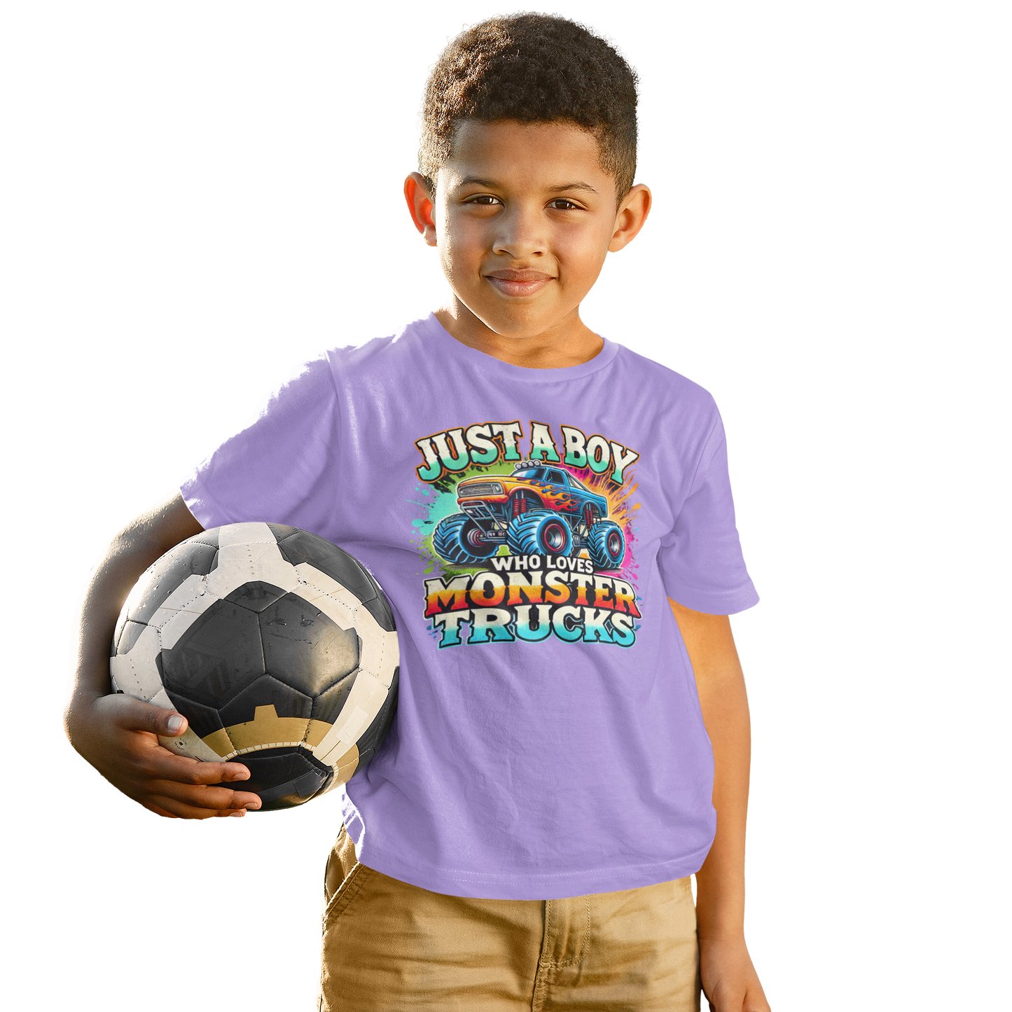 Boy Who Loves Monster Trucks Boy Tee