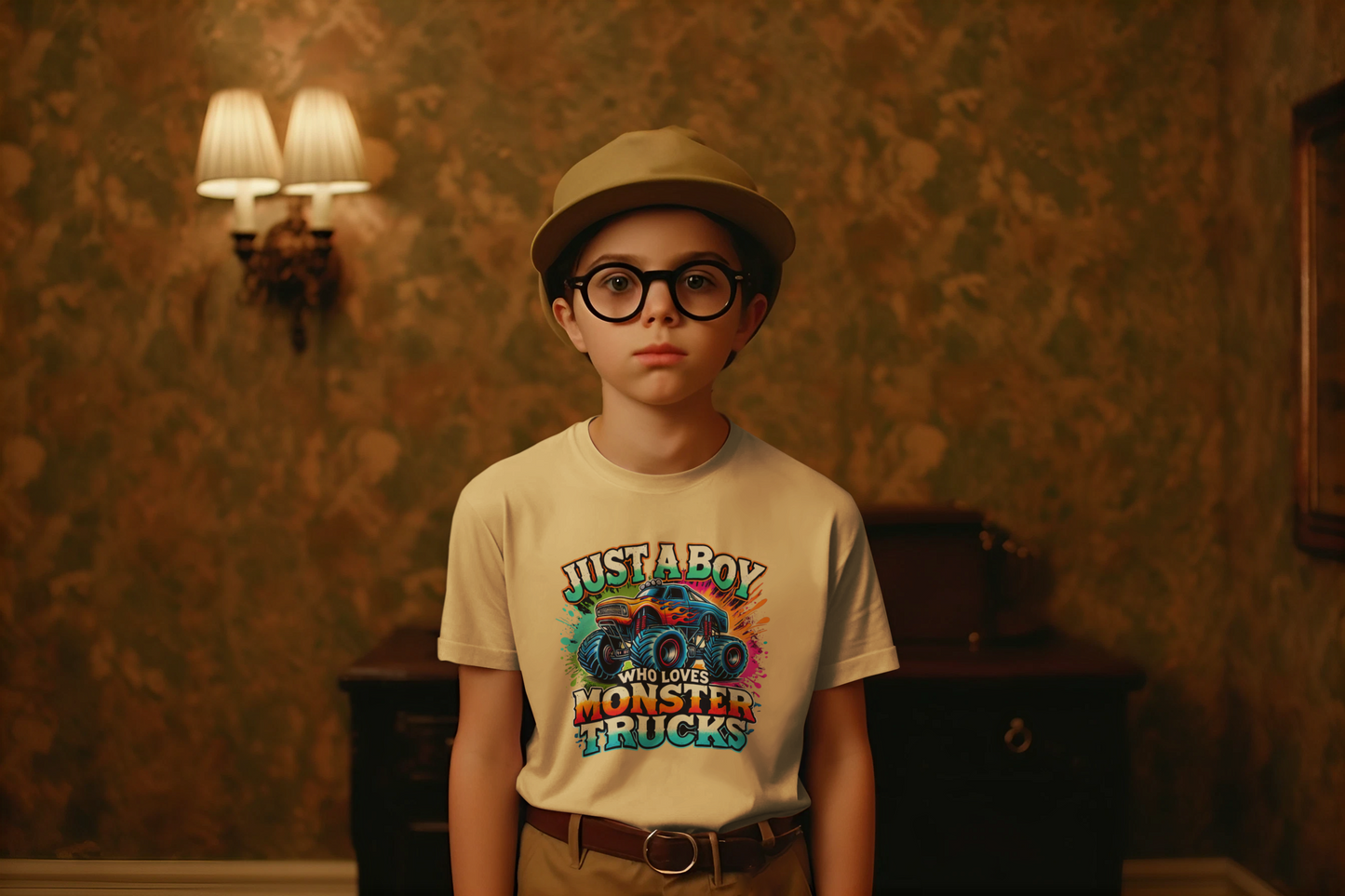 Boy Who Loves Monster Trucks Boy Tee