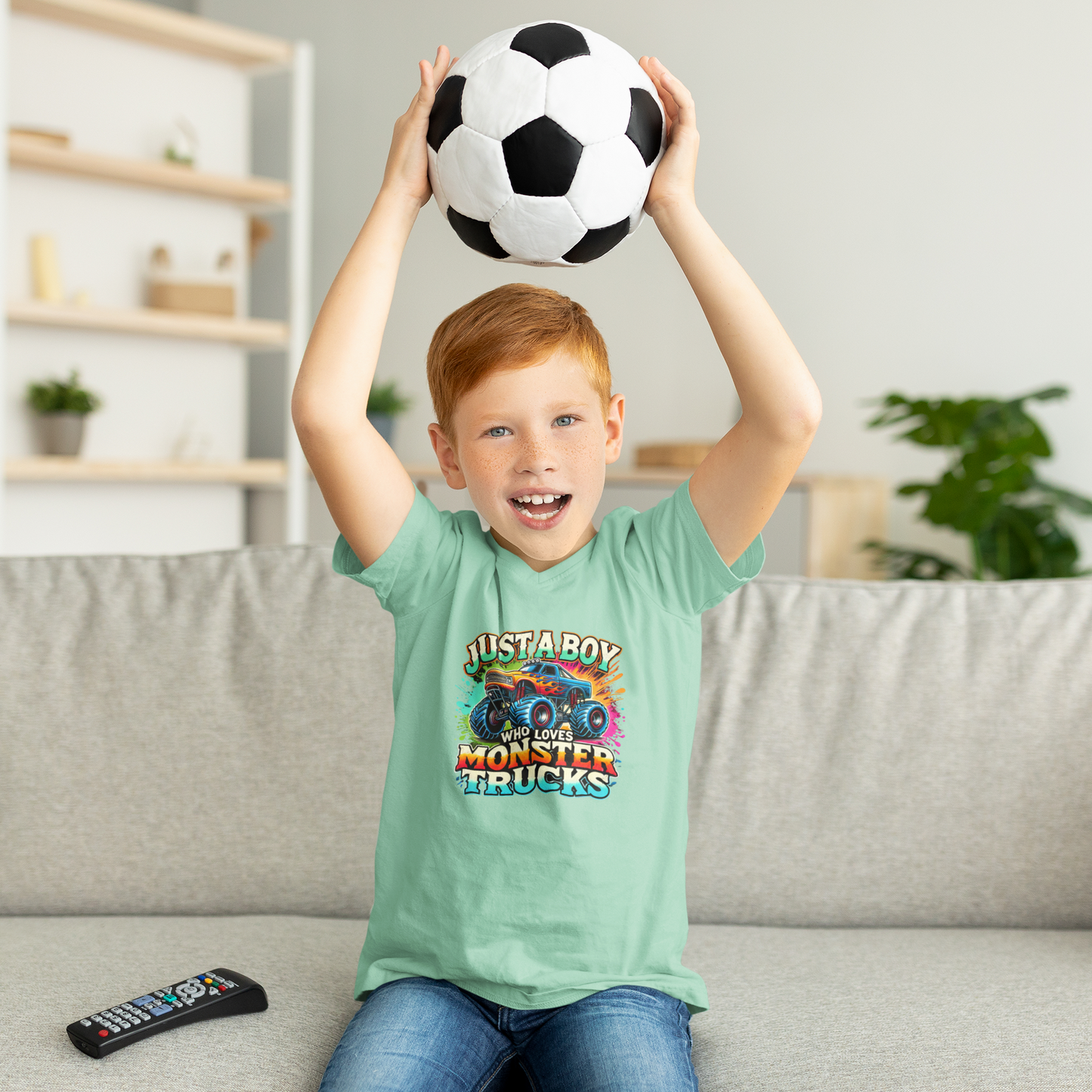 Boy Who Loves Monster Trucks Boy Tee