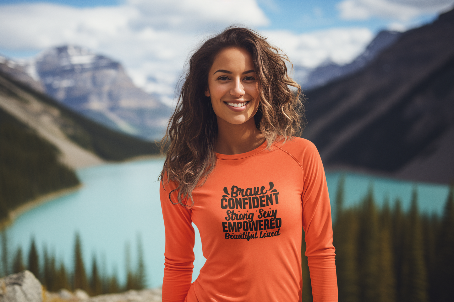 Brave Confident Empowered Long Sleeve Tee - Brave, Confident, Strong, Sexy, Beautiful