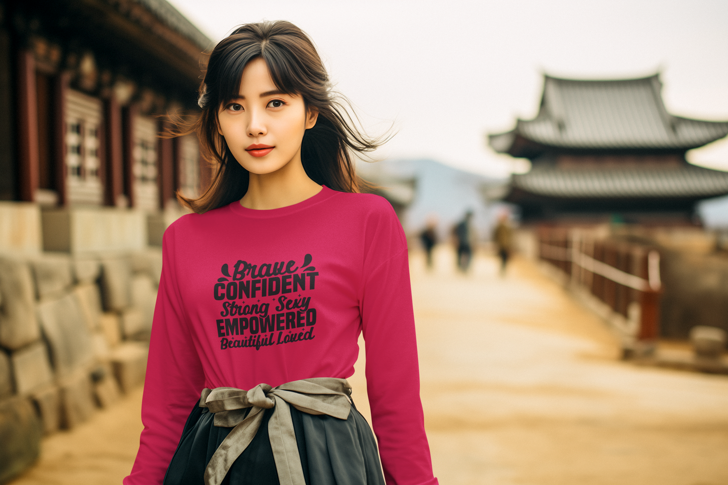Brave Confident Empowered Long Sleeve Tee - Brave, Confident, Strong, Sexy, Beautiful