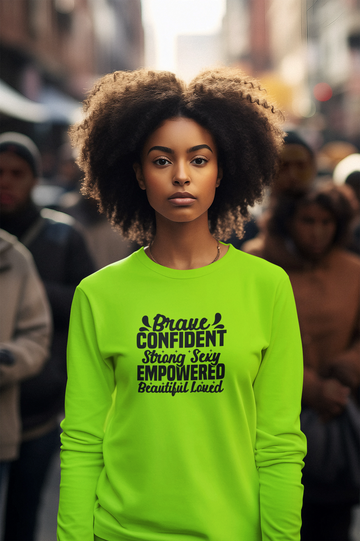 Brave Confident Empowered Long Sleeve Tee - Brave, Confident, Strong, Sexy, Beautiful