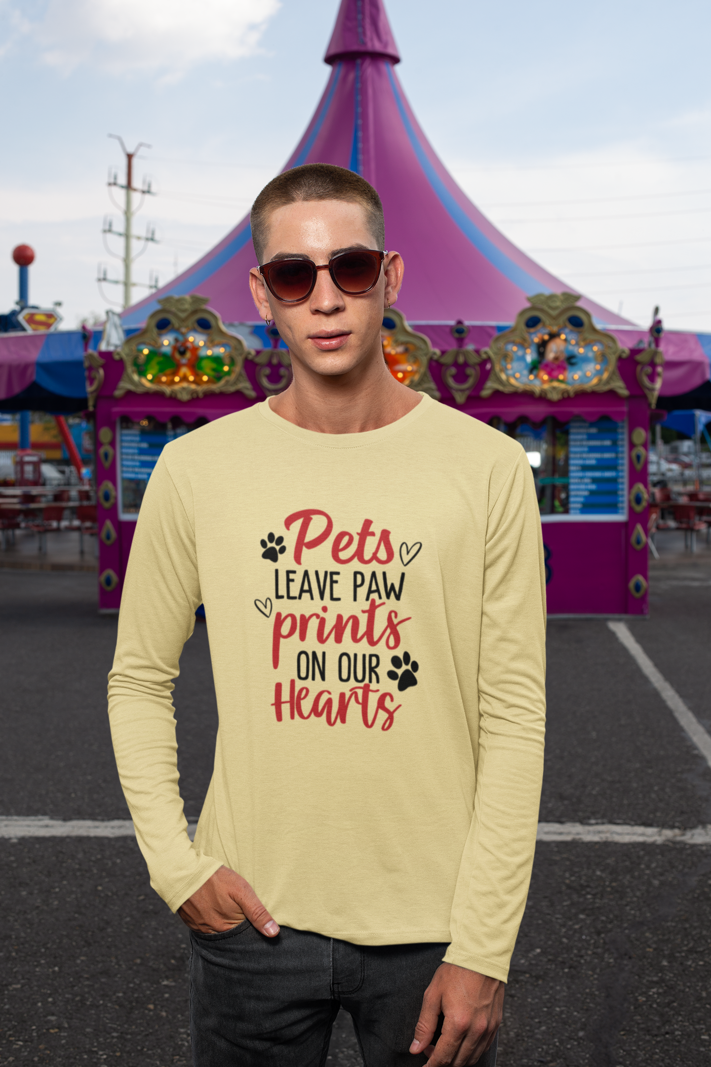 Pets Leave Paw Prints Long Sleeve T-Shirt