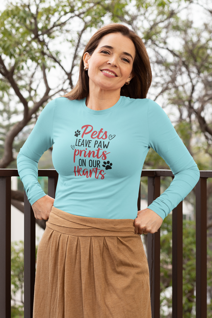 Pets Leave Paw Prints Long Sleeve T-Shirt