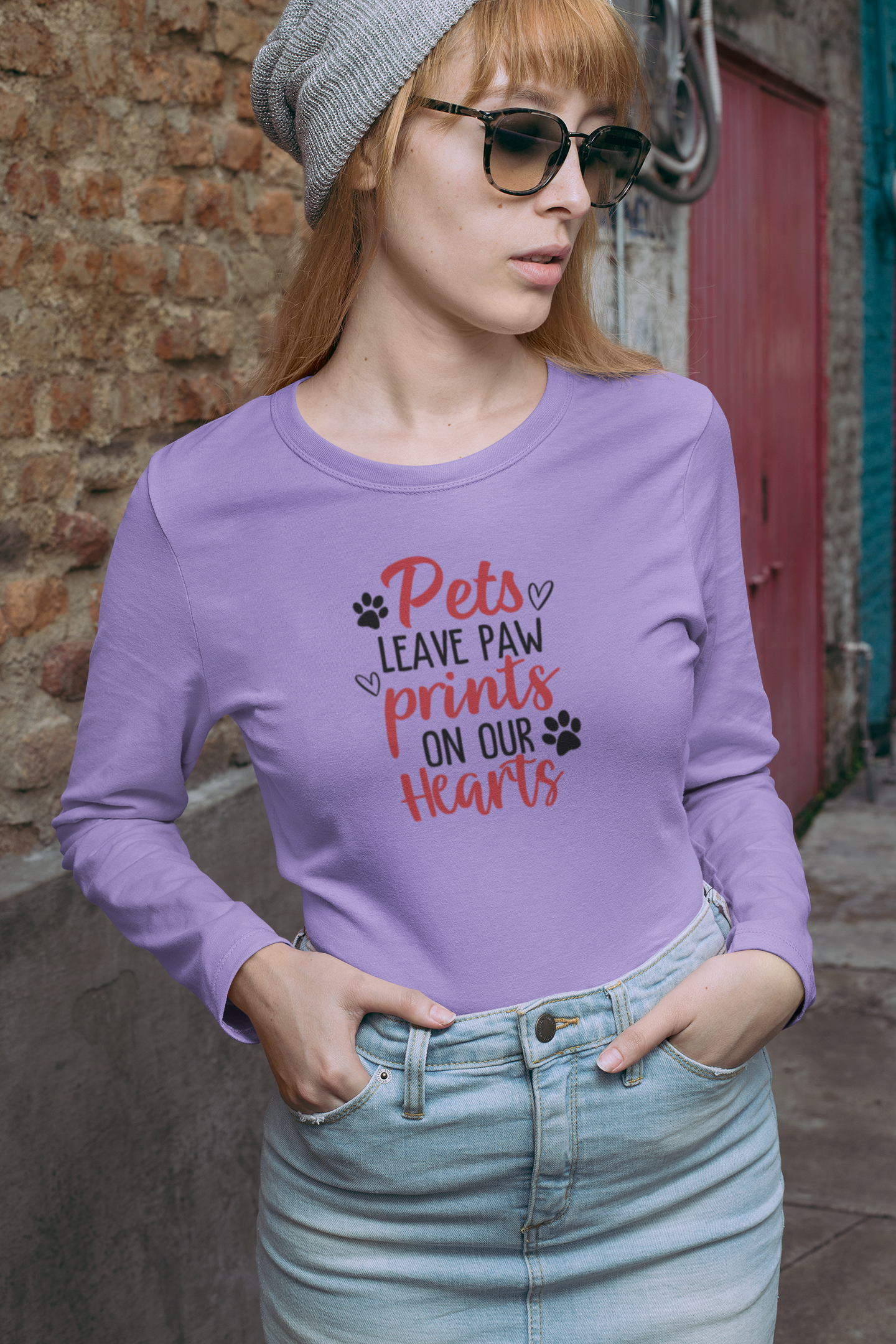 Pets Leave Paw Prints Long Sleeve T-Shirt