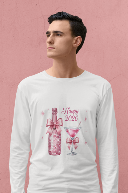 Happy 2026 Champagne & Cocktail Long Sleeve Tee