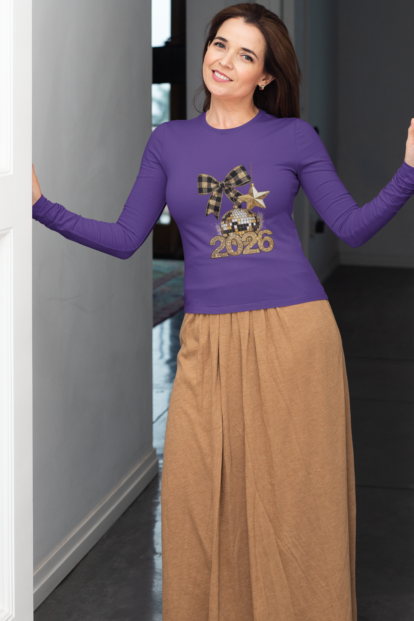 Happy 2026 Bow & Star Long Sleeve Tee