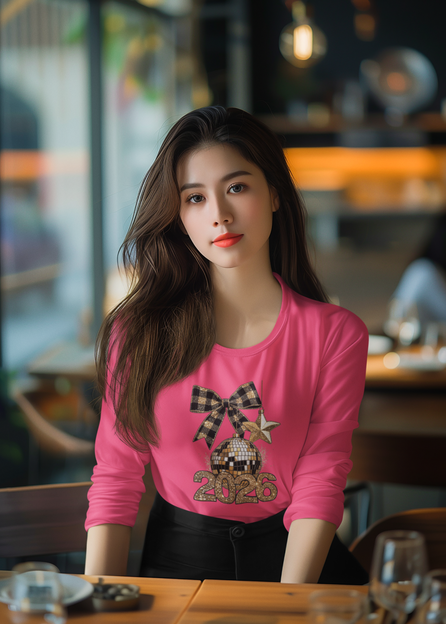 Happy 2026 Bow & Star Long Sleeve Tee