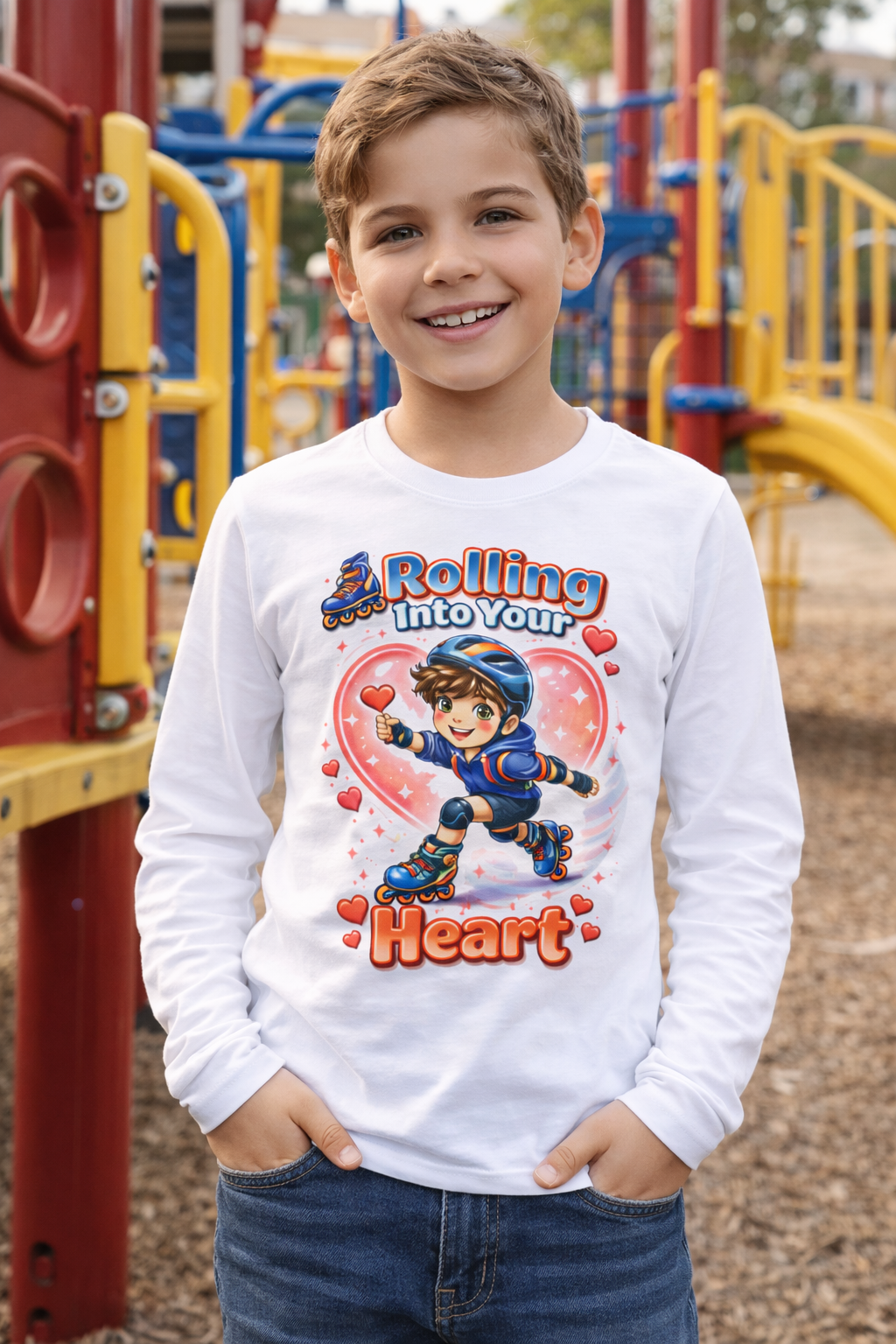 Boys Rolling Into Your Heart Long Sleeve Tee