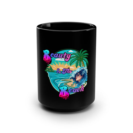 Beauty & The Beach Black 15oz Mug