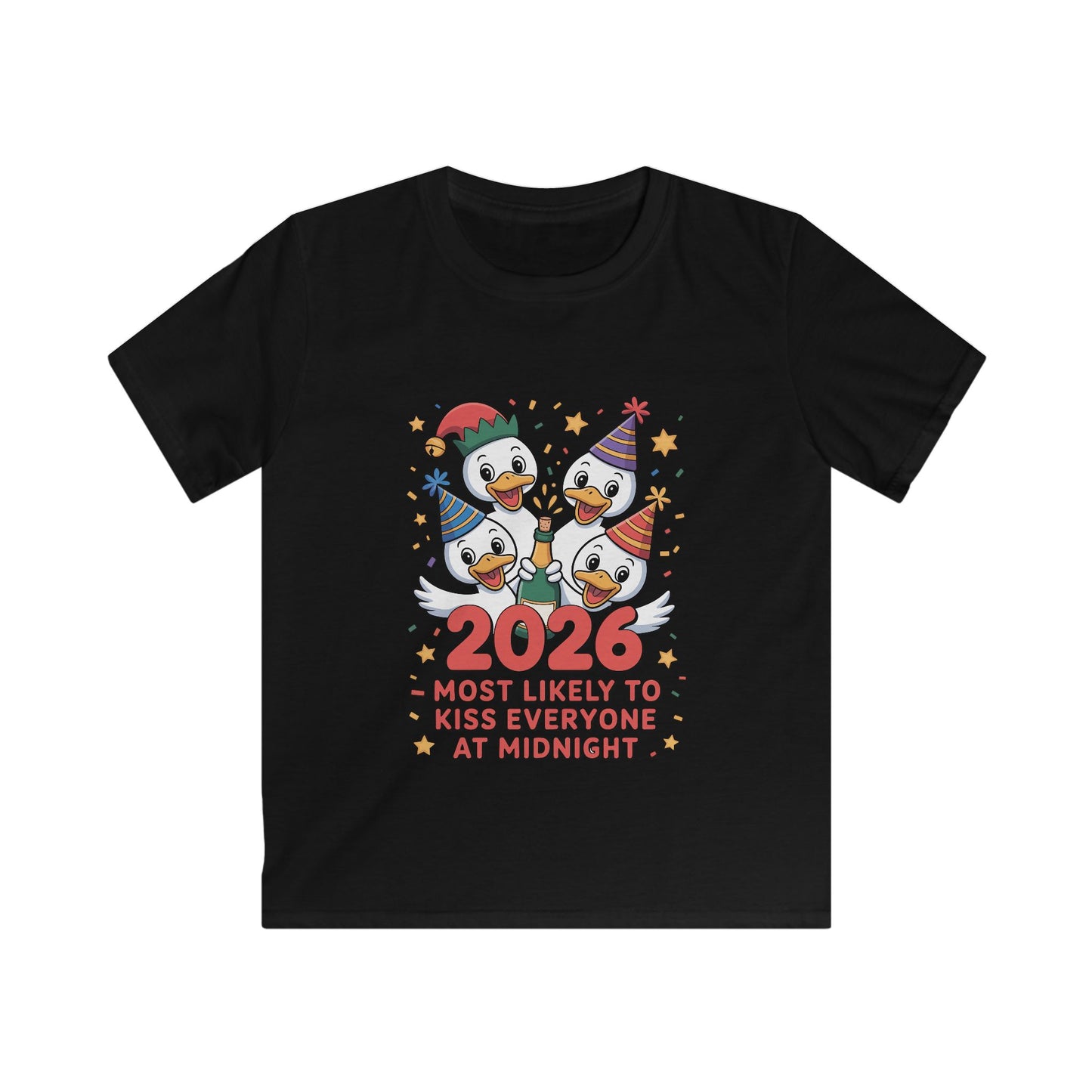 Cute Duck New Year Kids Tee — “New Year, New Toppings!”