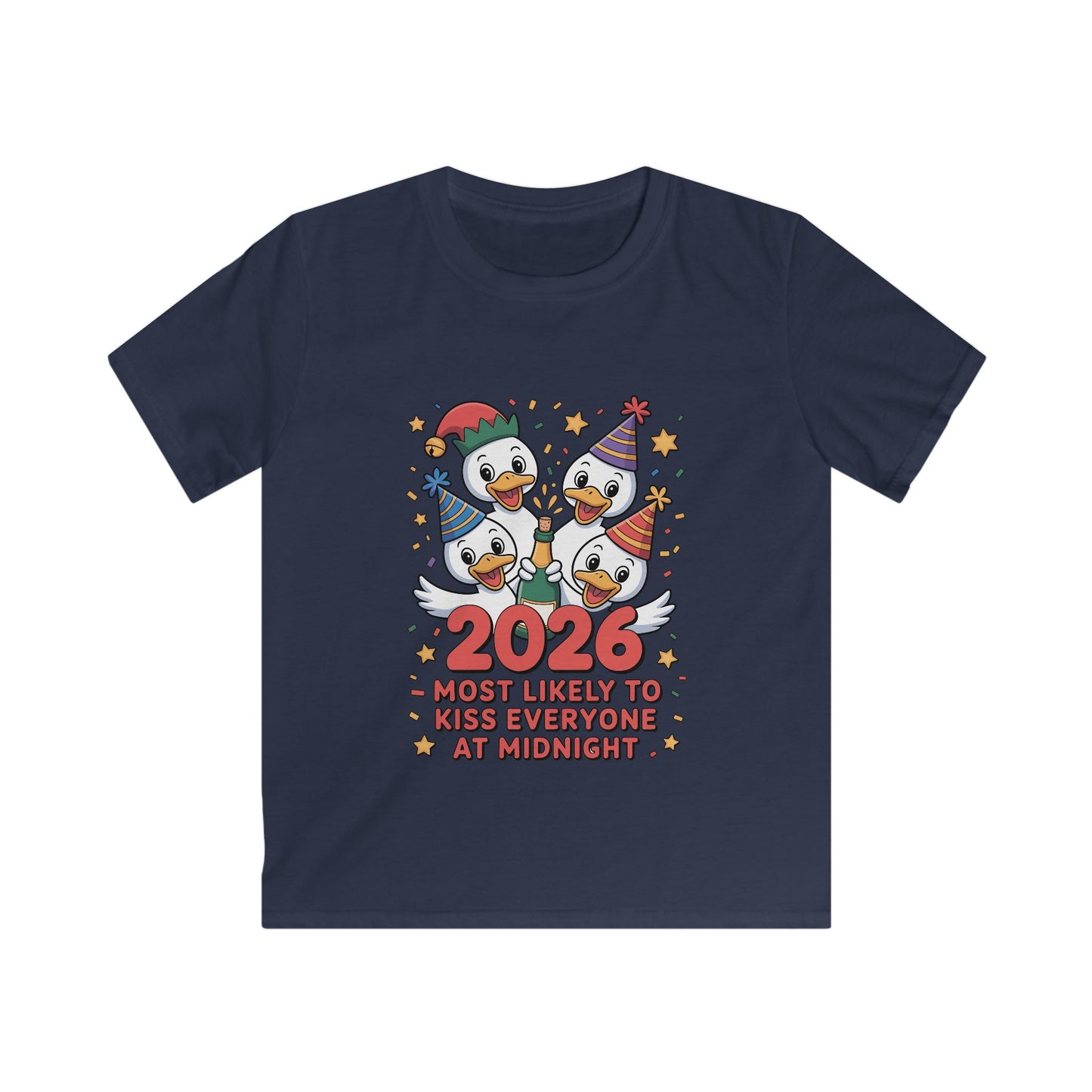 Cute Duck New Year Kids Tee — “New Year, New Toppings!”