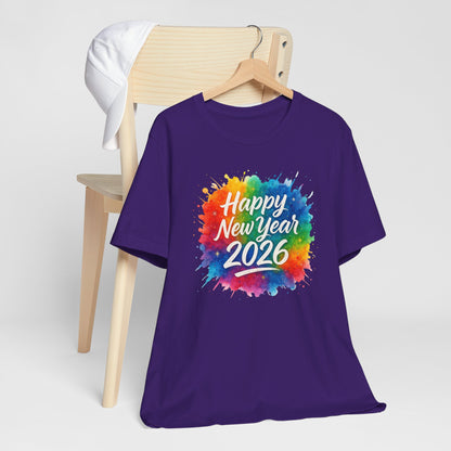 Watercolor Splash Happy New Year 2026 T-Shir