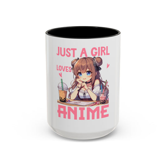 Just A Girl Loves Anime Accent Coffee Mug