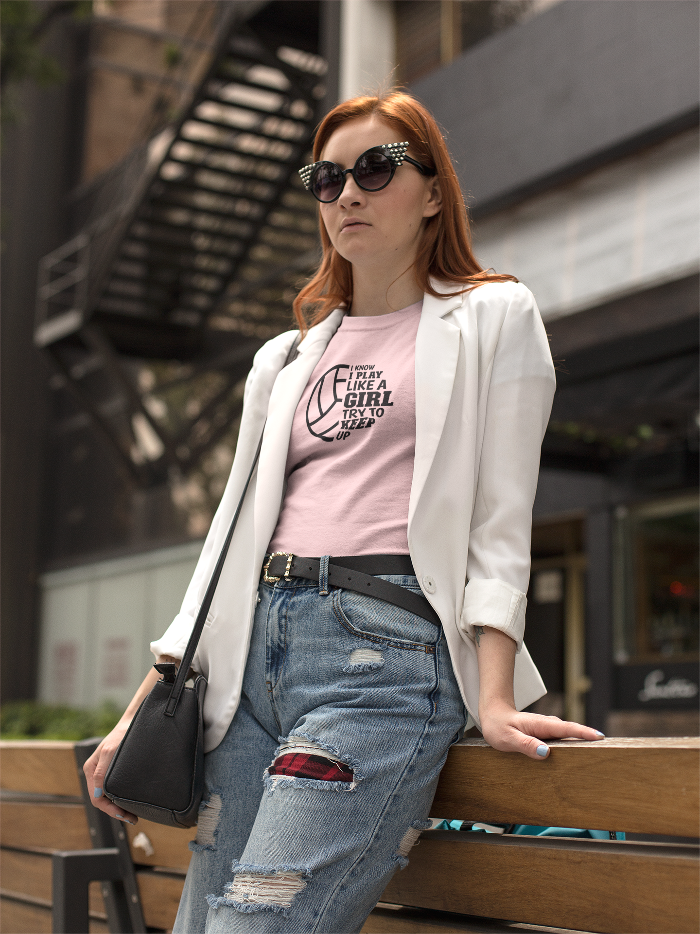 Play Like a Girl Keep Up Volleyball Tee